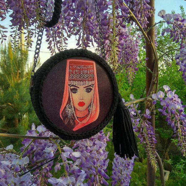 Handmade round bag Armenian girl