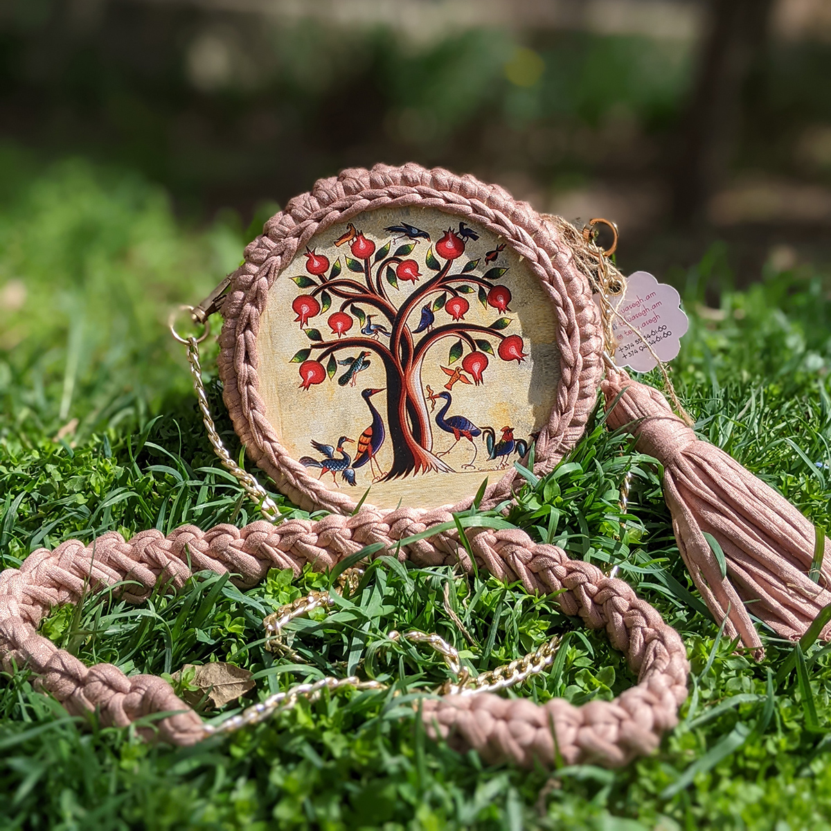 Crochet Round Bag Pomegranate tree