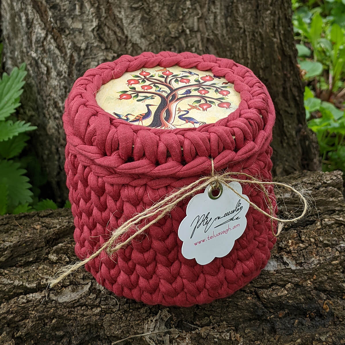 Crochet Jewelry Box pomegranate